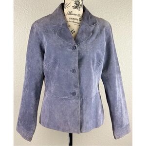 Brandon Thomas 100% Leather Suede Purple Blazer Jacket, size Medium